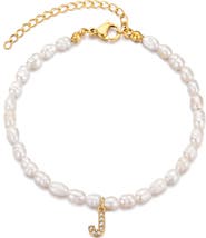 Adornia Freshwater Pearl Initial Charm Bracelet