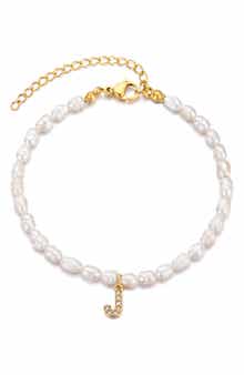 Freshwater Pearl Initial Charm Bracelet
