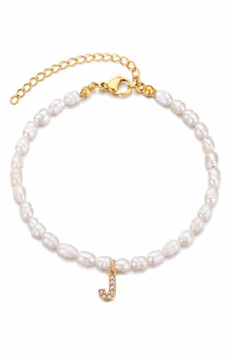 Freshwater Pearl Initial Charm Bracelet