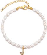 Adornia Freshwater Pearl Initial Charm Bracelet