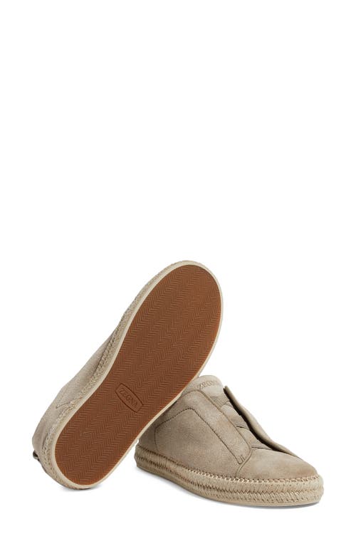 Zegna Suede Triple Stitch Espadrilles In Gray