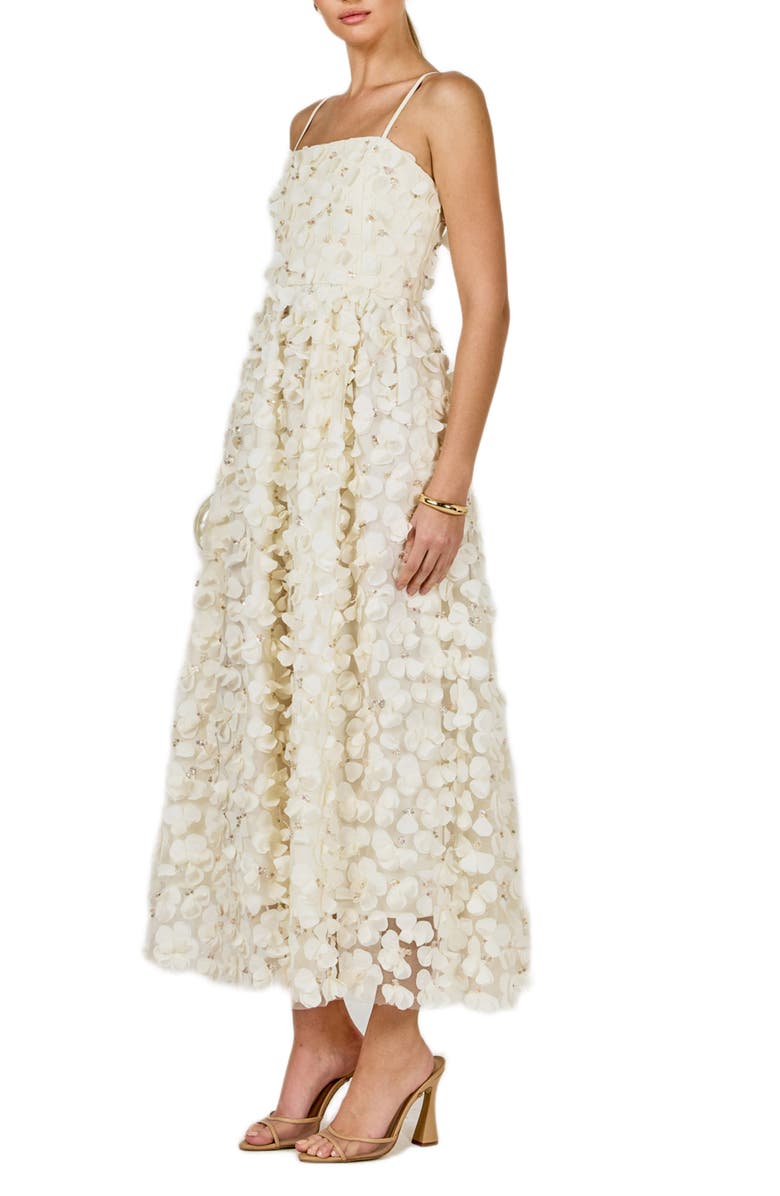 Endless Rose 3-D Sequin Floral Maxi Dress, Alternate, color, Off White
