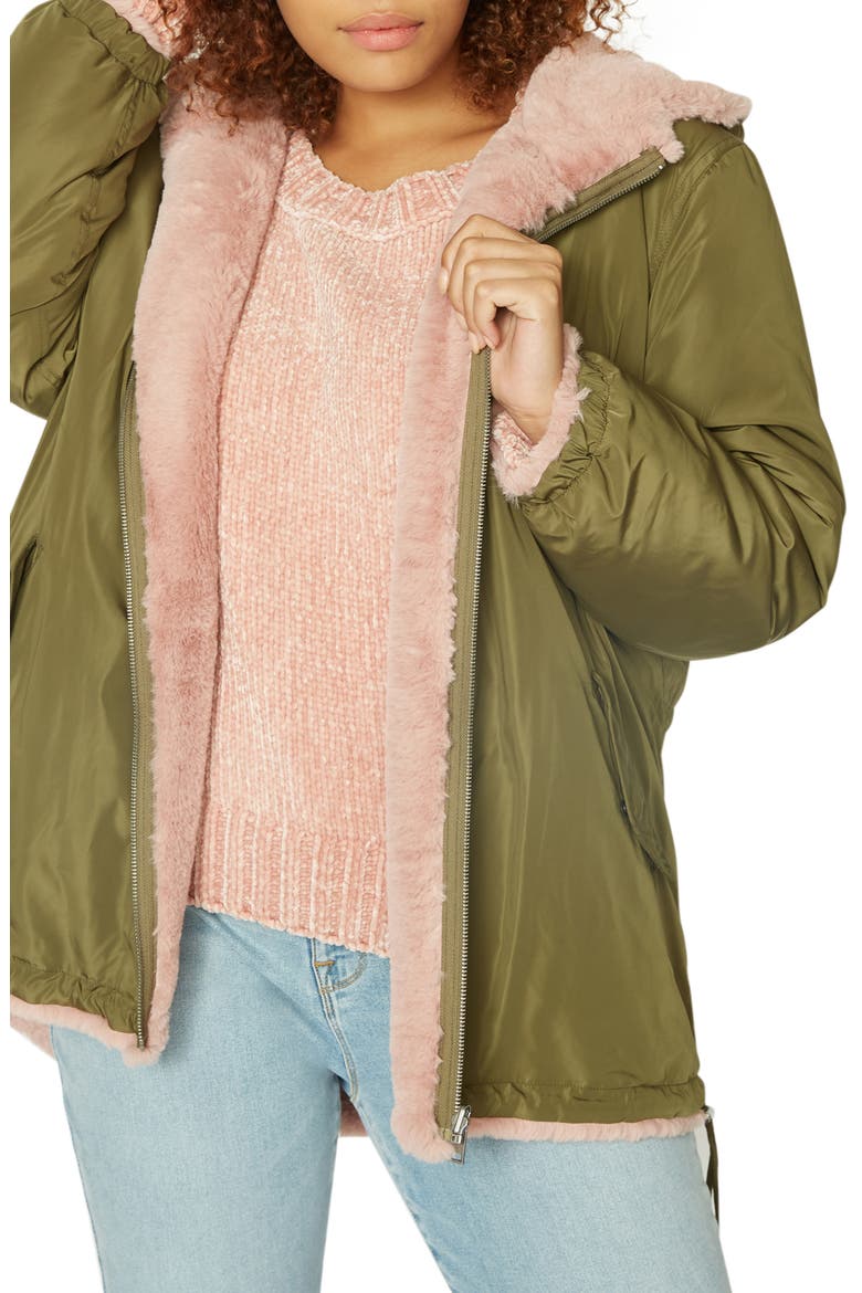 Faux Fur Snug Reversible Mini Parka, Alternate, color, PRSPRTY GR