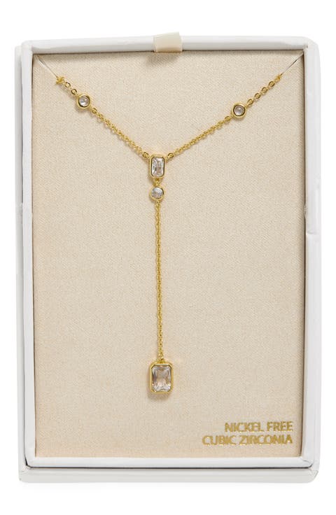 Bezel Set Cubic Zirconia Y-Necklace