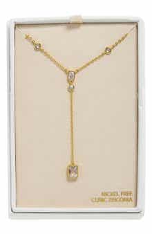 NORDSTROM RACK Bezel Set Cubic Zirconia Y-Necklace