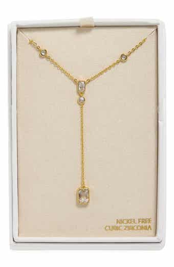 NORDSTROM RACK Bezel Set Cubic Zirconia Y-Necklace