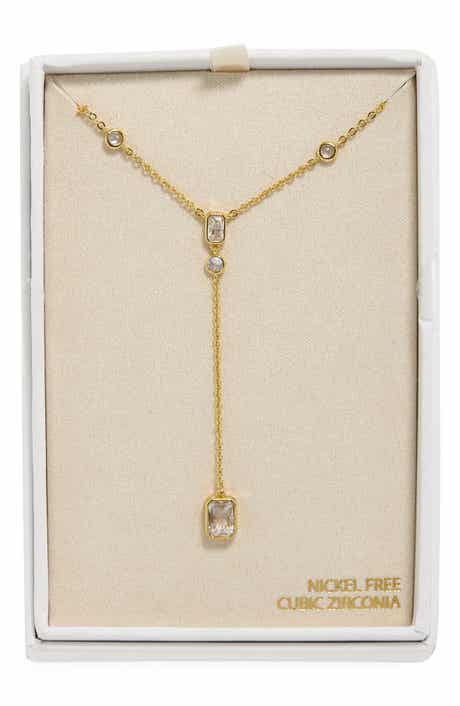 NORDSTROM RACK Bezel Set Cubic Zirconia Y-Necklace