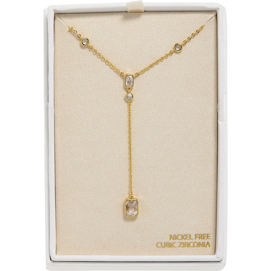 Nordstrom Rack Bezel Set Cubic Zirconia Y-necklace In Gold