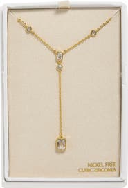 NORDSTROM RACK Bezel Set Cubic Zirconia Y-Necklace