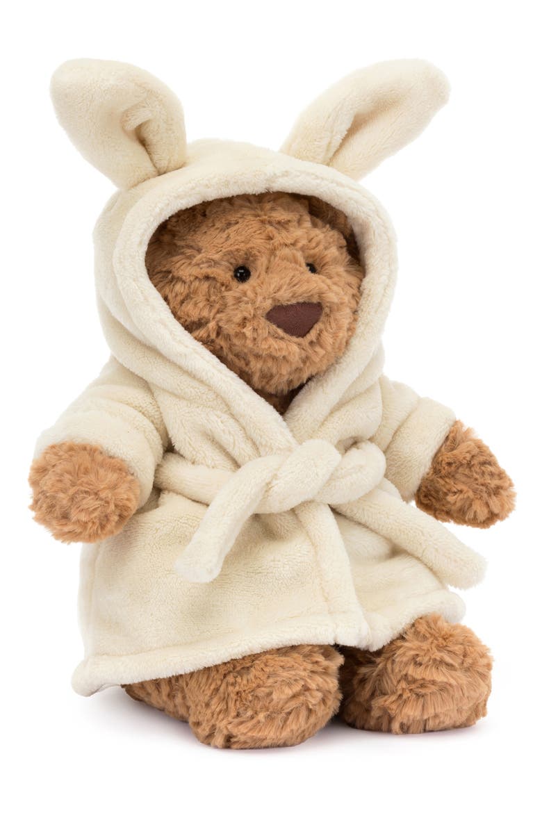 Bartholomew Bear Bathrobe Stuffed Animal, Main, color, BROWN