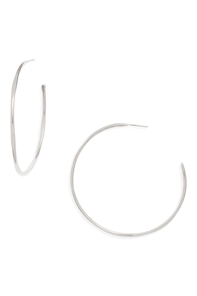 Large Loom Hoop Earrings, Main, color, STERLING SILVER