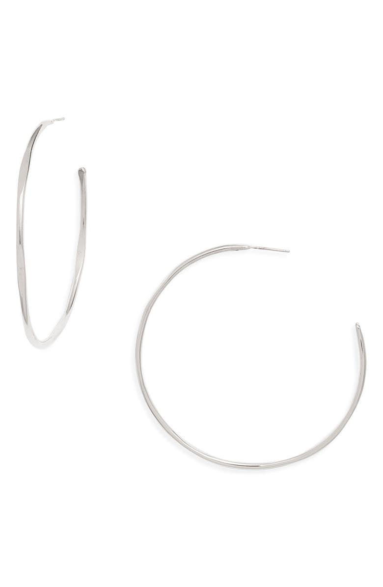 Nashelle Large Loom Hoop Earrings, Main, color, Sterling Silver