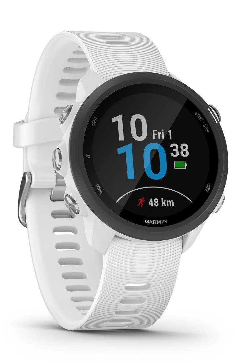 Forerunner® 245 Music GPS Running Smart Watch, 42mm, Alternate, color, WHITE