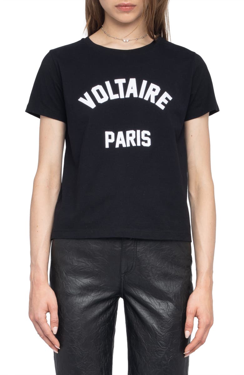 Zadig & Voltaire Alys Voltaire Paris Cotton Graphic T-Shirt, Main, color, Black