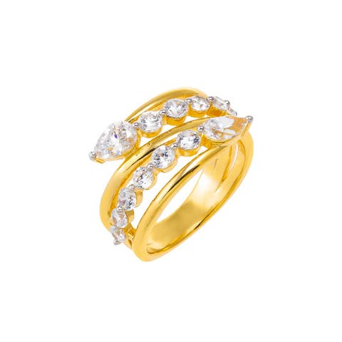 Multi CZ Double Row Wrap Ring