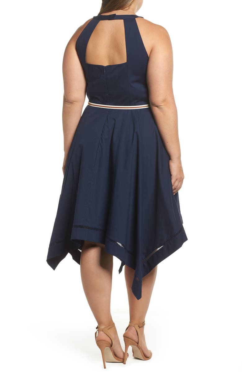 Eliza J Handkerchief Hem Fit & Flare Dress, Alternate, color, 