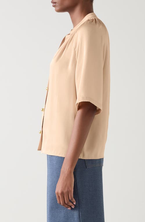 Lk Bennett Amber Short Sleeve Button-up Shirt In Neutral