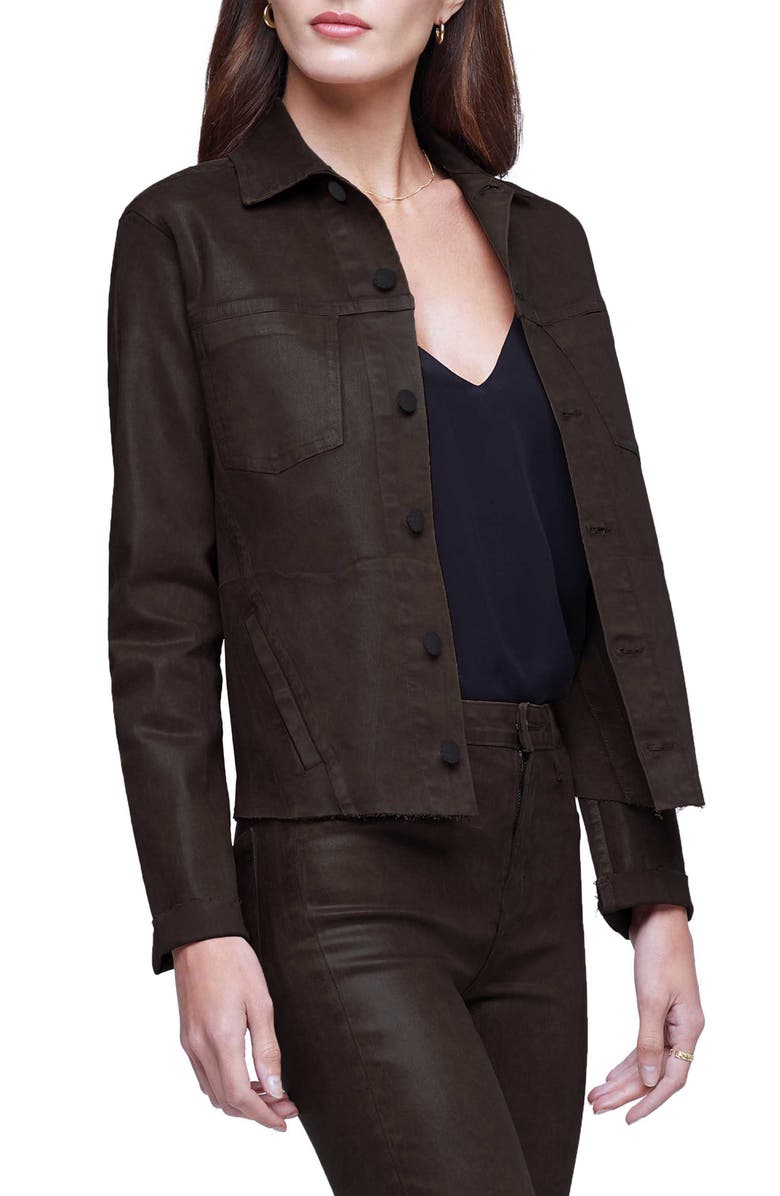 L'AGENCE Janelle Slim Fit Raw Hem Jacket, Alternate, color, 