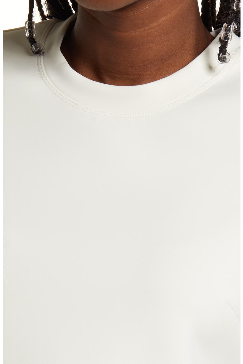 Strong Shoulder Scuba Crepe Crop T-Shirt, Alternate, color, IVORY001