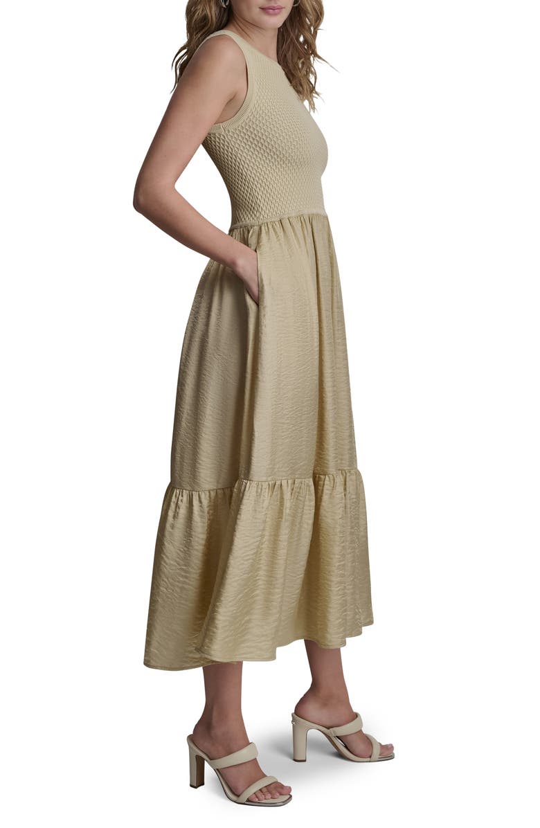 DKNY Sleeveless Diamond Knit Midi Dress, Alternate, color, Mojave Desert