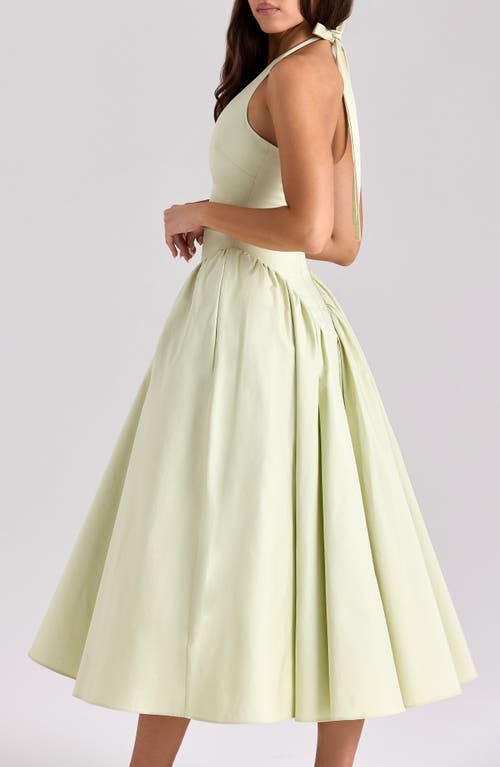 House Of Cb Of Cb Womens Marilyn Halter Stretch-cotton Midi Dress Pistachio In Tender Greens
