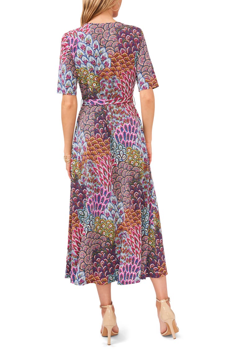 Floral Mix Print Wrap Front Midi Dress, Alternate, color, YELLOW SUNLIGHT