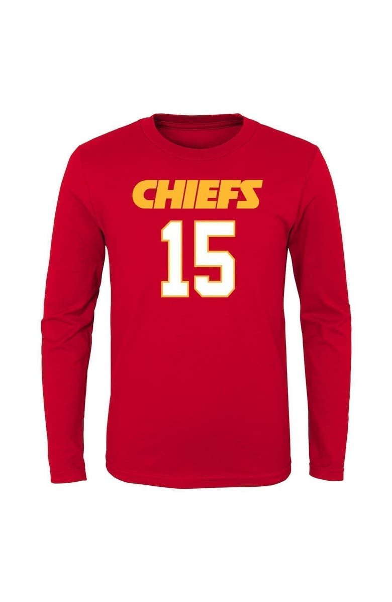 Outerstuff Youth Patrick Mahomes Red Kansas City Chiefs Mainliner Name & Number Long Sleeve T-Shirt, Alternate, color, 