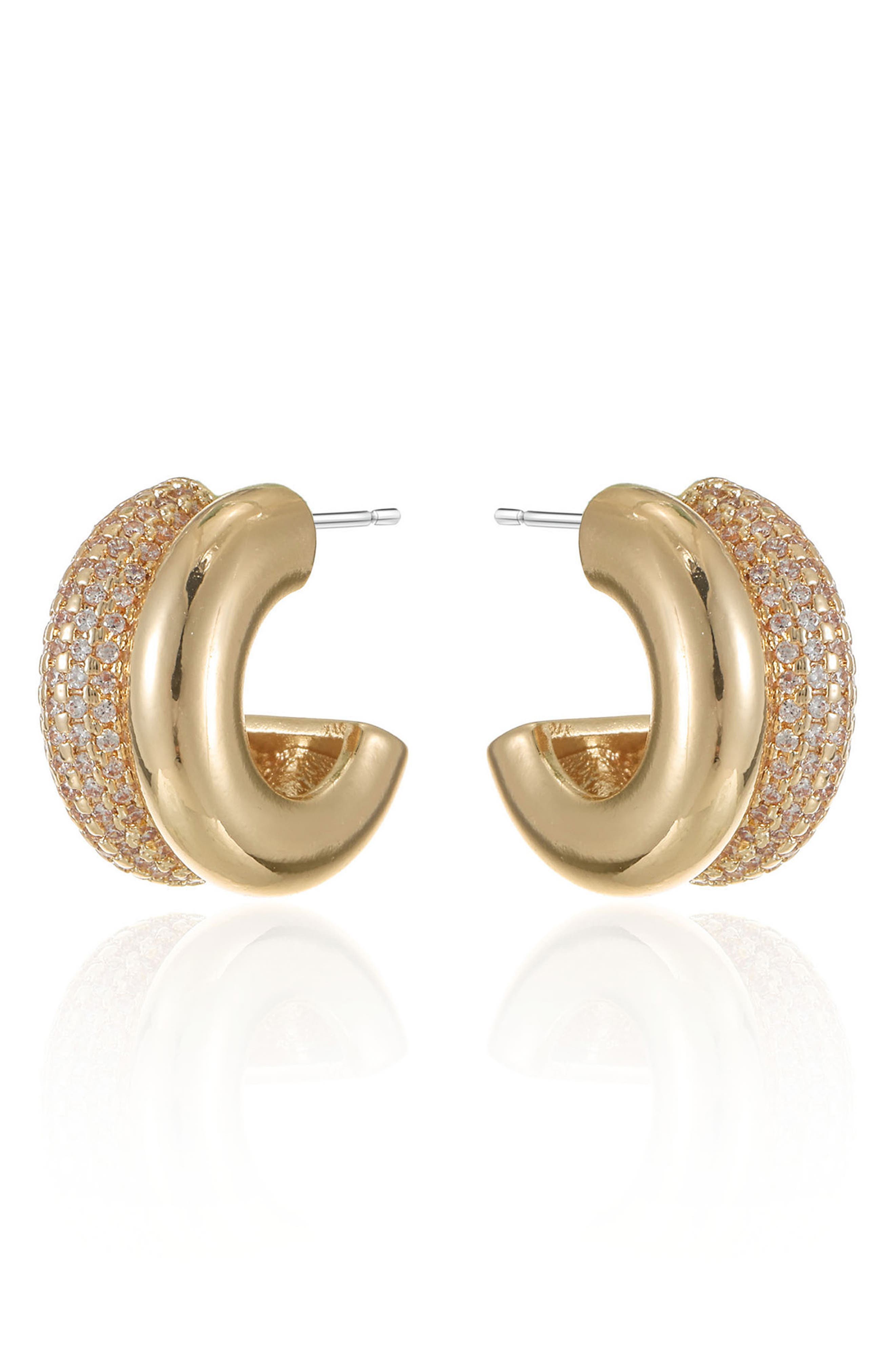 Ettika Pavé Crystal Double Hoop Earrings (Women) | Nordstromrack
