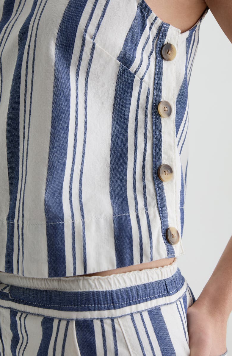 AG Alpha Stripe Crop Cotton & Linen Tank, Alternate, color, Line Up