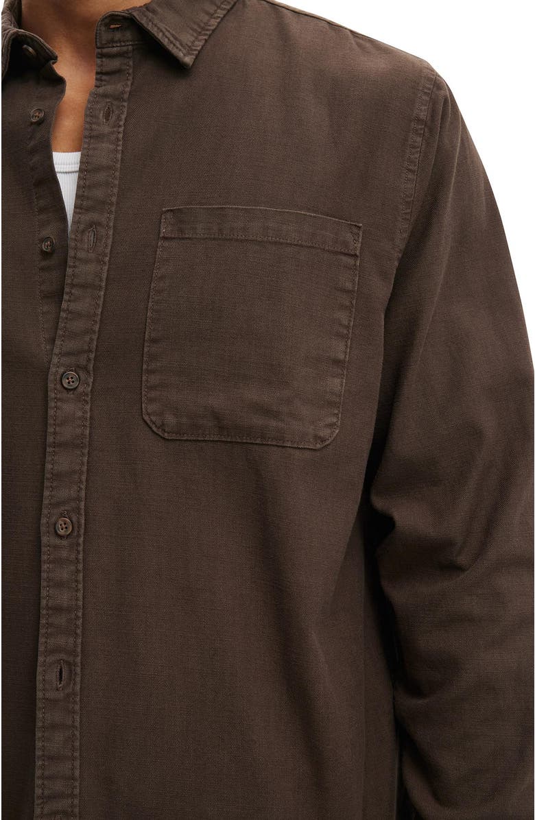 Cotton On Men's Lewis Long Sleeve Shirt, Alternate, color, Washed Chocolate