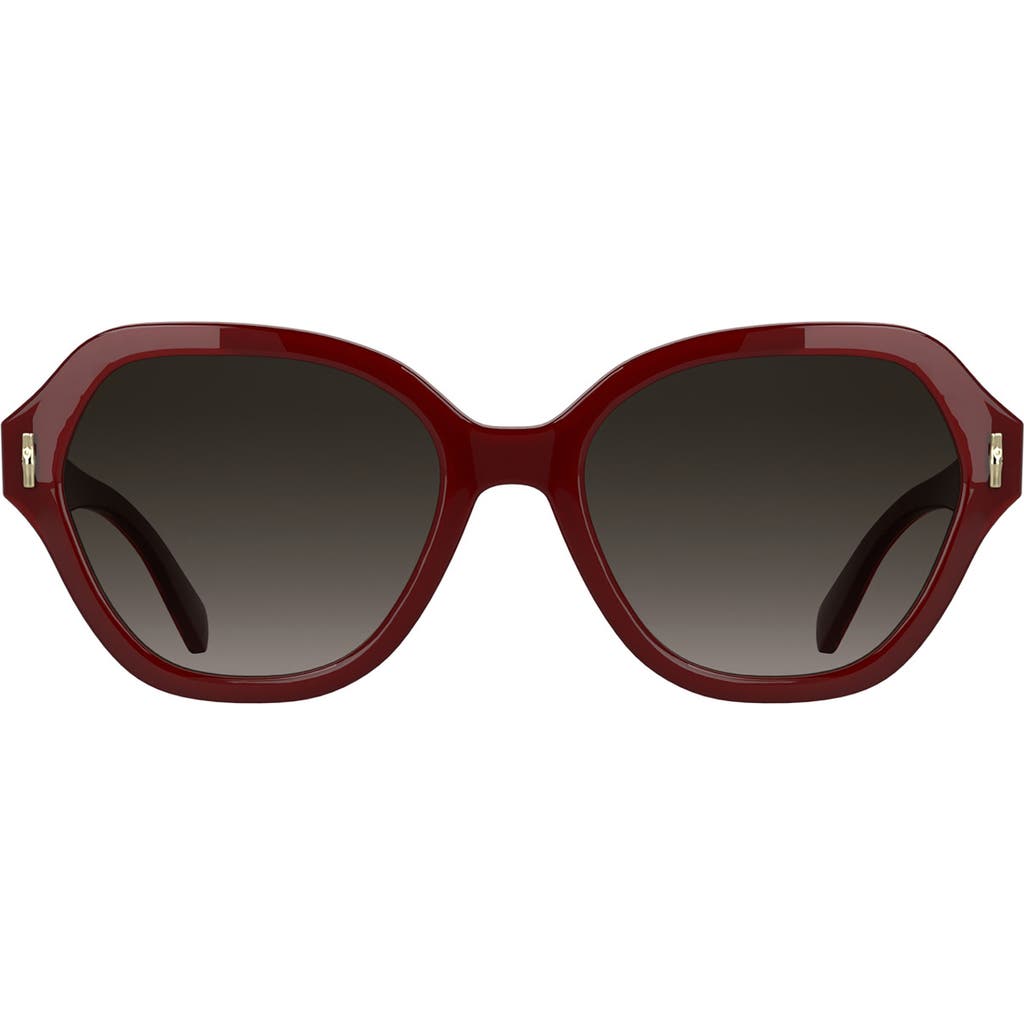 Longchamp Roseau 56mm Gradient Modified Rectangular Sunglasses In Red