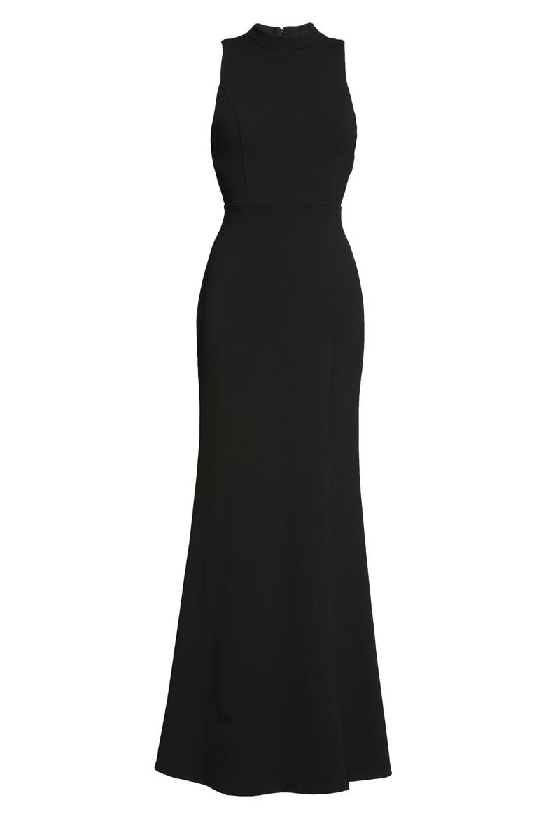 Keep on Dancing Cutout Mock Neck Gown, Alternate, color, BLACK