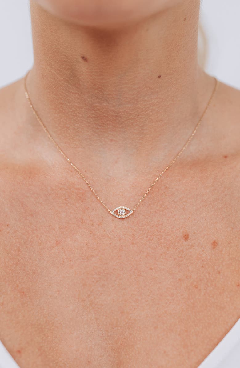 Anzie Evil Eye White Topaz & Diamond Pendant Necklace, Alternate, color, Clear