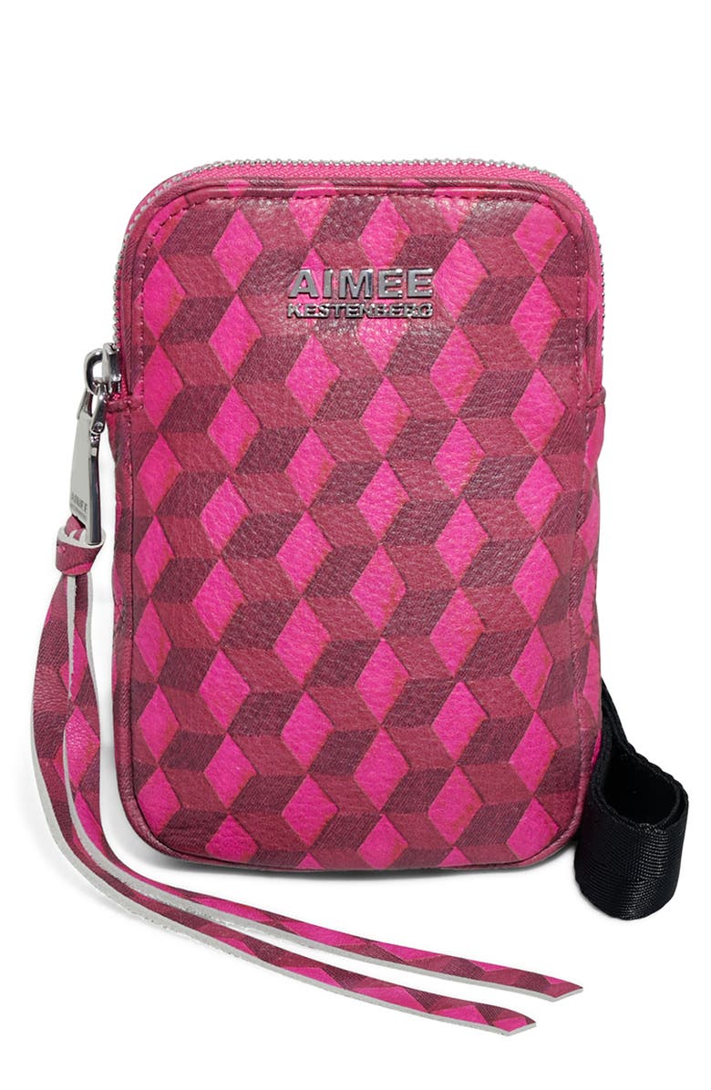 AIMEE KESTENBERG Capri Quilted Leather Crossbody Phone Bag, Main, color, Magenta Diamond