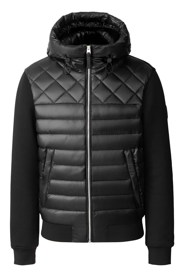 Fletcher Mixed Media Down Jacket, Alternate, color, BLACK