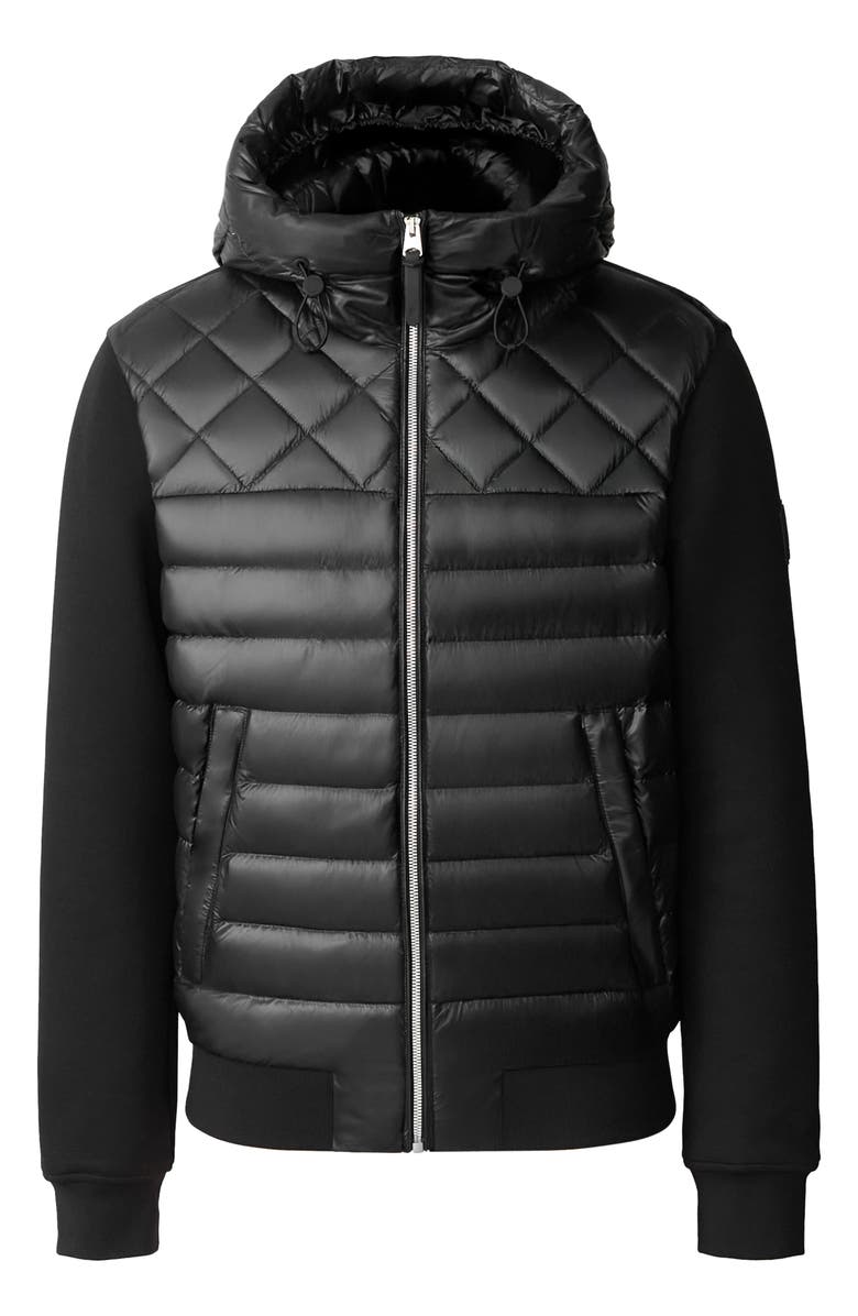 Mackage Fletcher Mixed Media Down Jacket, Alternate, color, Black