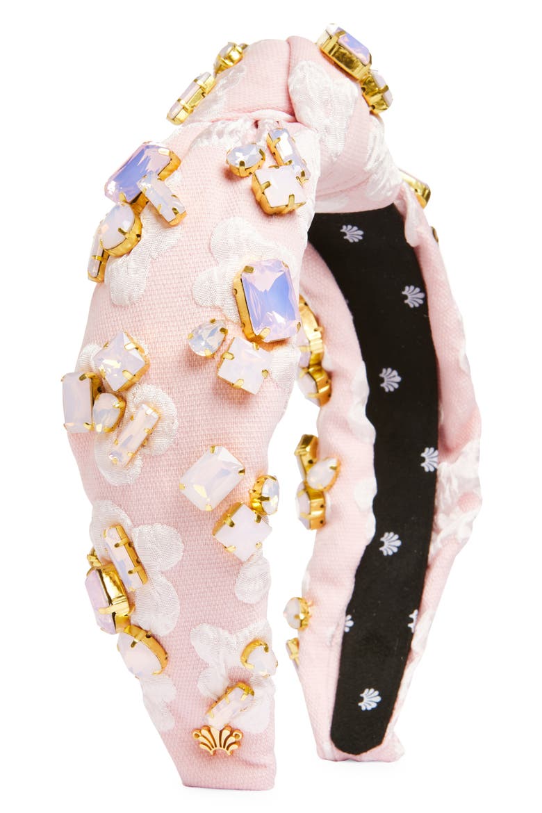 Knotted Candy Crystal Silk Headband, Main, color, BLUSH MELON