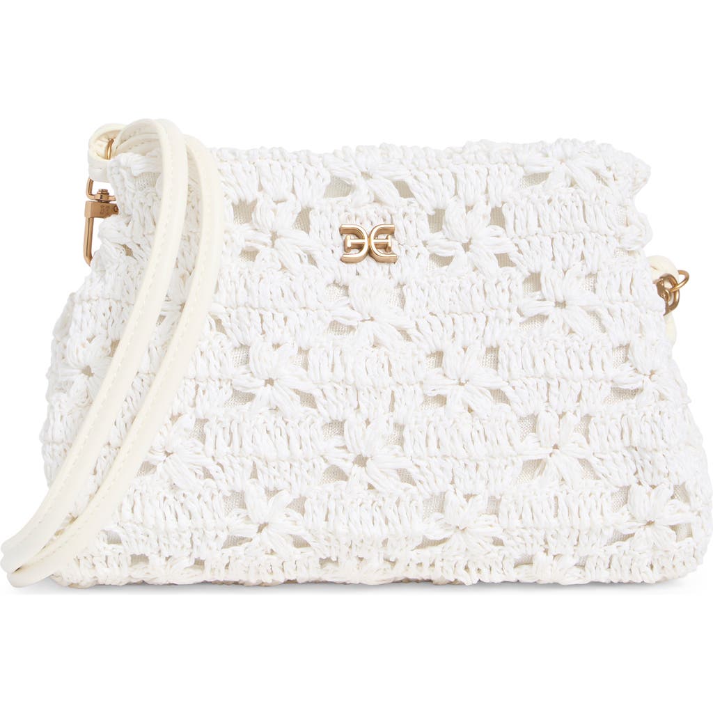 Sam Edelman Layla Floral Raffia Shoulder Bag In White