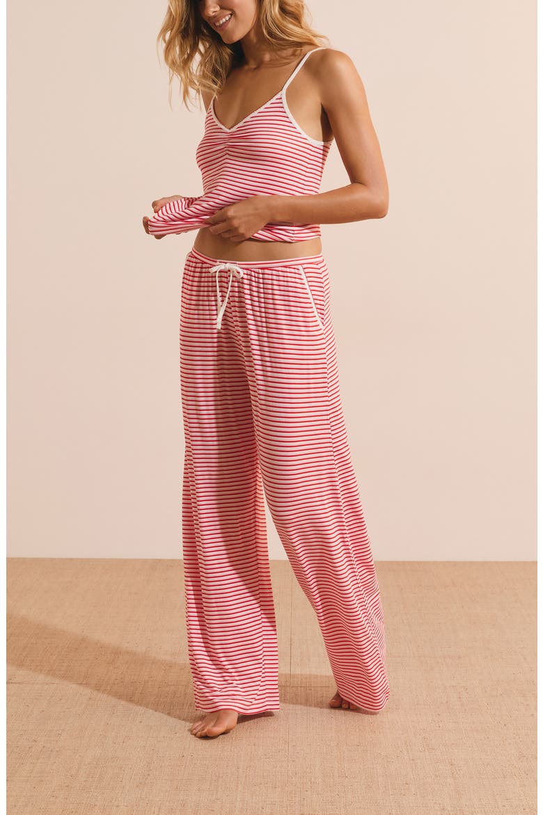 Vicky Striped Wide Leg Pajama Pants, Alternate, color, RED