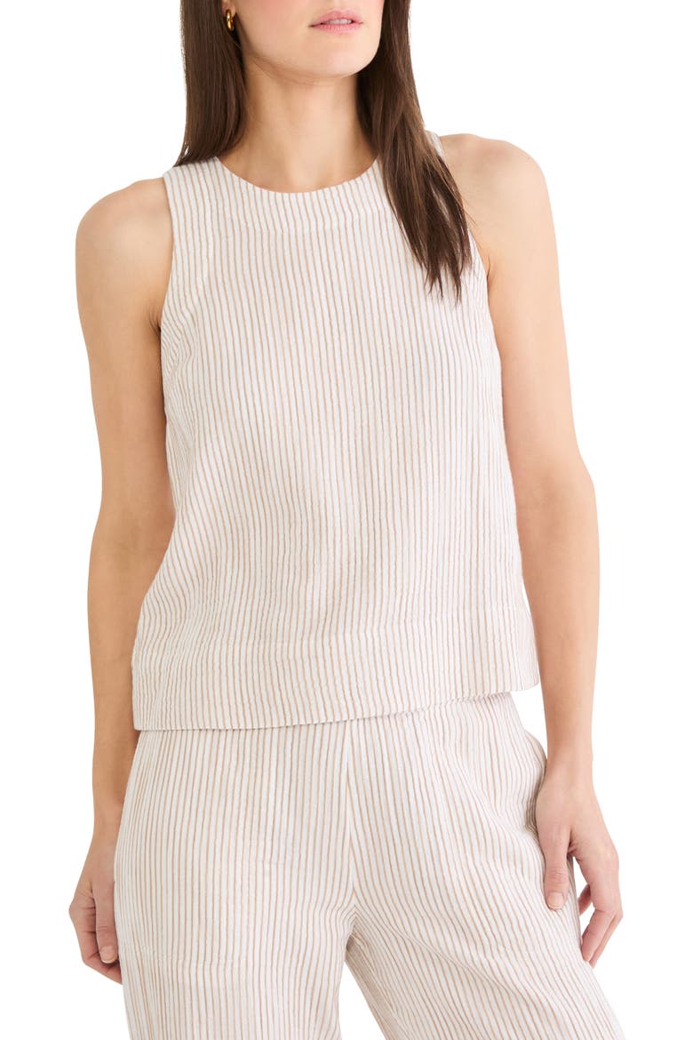 Pinstripe Cotton Blend Gauze Tank, Main, color, NEUTRAL MIX