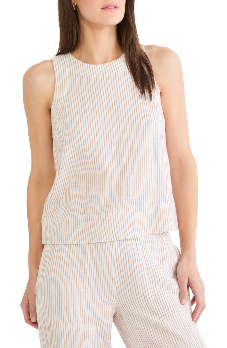 NIC+ZOE Pinstripe Cotton Blend Gauze Tank, Main, color, Neutral Mix
