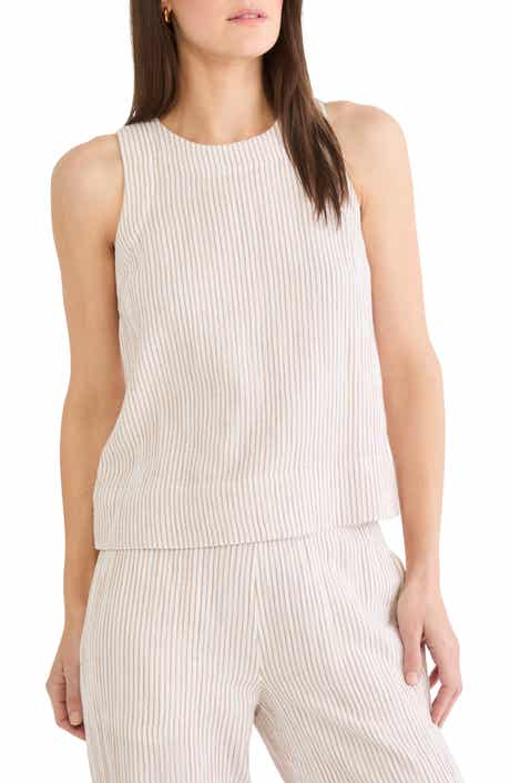 Pinstripe Cotton Blend Gauze Tank