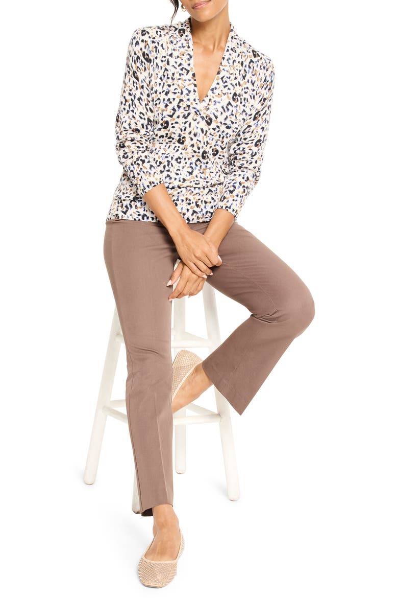 Cheetah Spot V-Neck Cotton Blend Sweater, Alternate, color, NEUTRAL MULTI