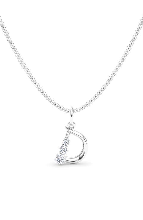 Graduated Lab Created Diamond Initial Letter Pendant Necklace