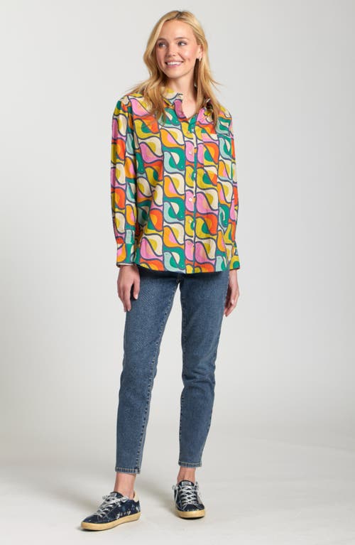 Apny Boyfriend Poplin Button-up Shirt In Multi