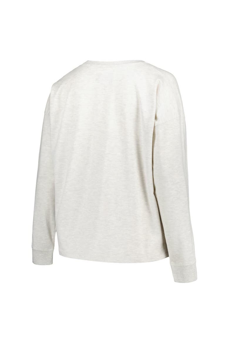 Women's Profile Oatmeal Nebraska Huskers Plus Size Distressed Arch Over Logo Neutral Boxy Pullover Sweatshirt, Alternate, color, Oatmeal