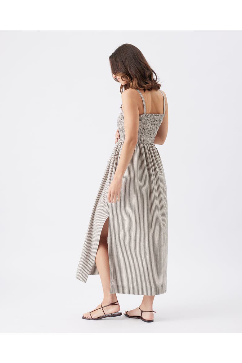 Leo Stripe Shirred Maternity Dress with Side Splits, Alternate, color, Natural / Black