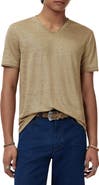 John Varvatos Wooster Slim Fit V-Neck Burnout Linen T-Shirt
