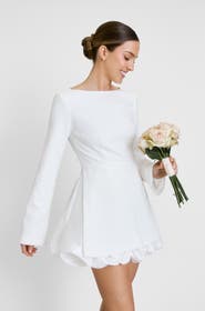 Six Stories Isla Split Sleeve Bubble Hem Mini Dress