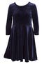 Kids' Glitter Long Sleeve Stretch Velvet Party Dress